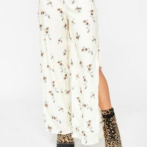 Momokrom Side Slit White Floral Pants Dolls Kill